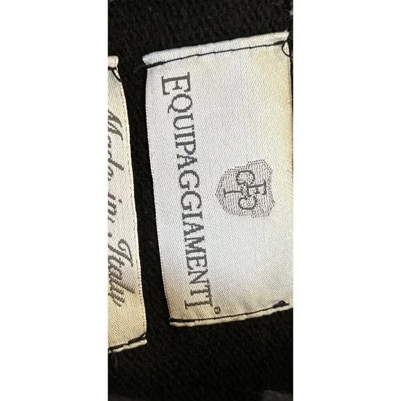 Equipaggiamenti Made In Italy Black & Gray Wool Sweater Half-Zip Ribbed Trim - M - Picture 5 of 11